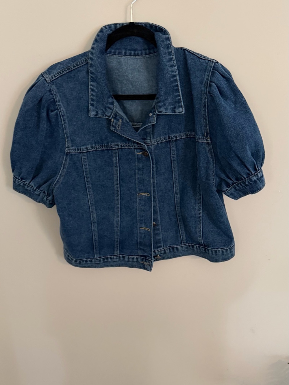 Source Unknown Blue Denim Puff-Sleeve Jacket